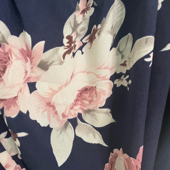 Floral Ruffle Dress- Navy - Picture 3 of 4